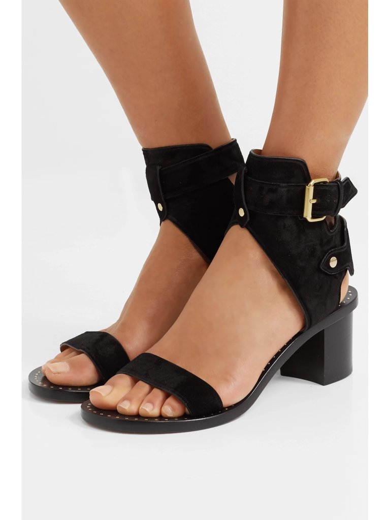 Isabel Marant "Jaeryn" Black Suede Sandals, Size 36